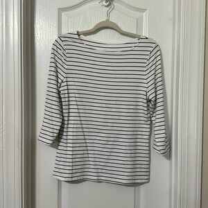 White/Black stripe, 3/4 length sleeve